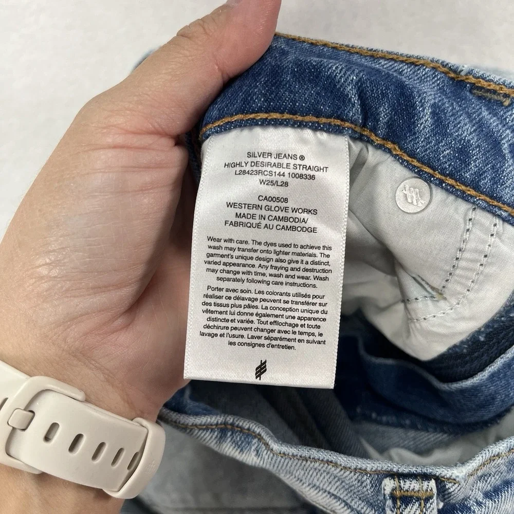 Silver Jeans Highly Desirable Straight Leg Womens 25 Light Wash Exposed Zipper